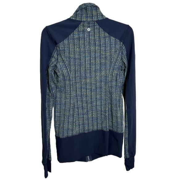 Lululemon Athletica Women's Scuba Jacket Nice Asana Blue Fitted Zip-Up Logo Sz 4 - Picture 2 of 10